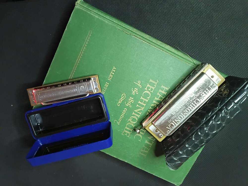 Vintage M Hohner Chromatic Harmonica With Case Blues Harp 1947 Book